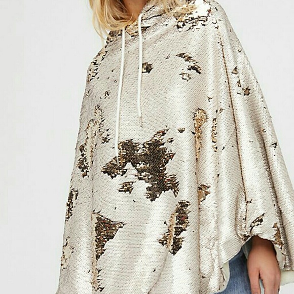 FREE people Stay Golden sequin poncho cardigan - Picture 4 of 5